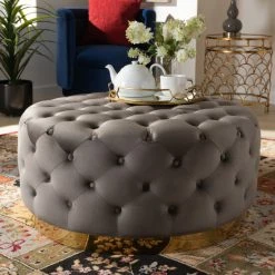 Top 10 😍 Silver Orchid Glam And Luxe Upholstered Round Cocktail Ottoman Blue 🤩