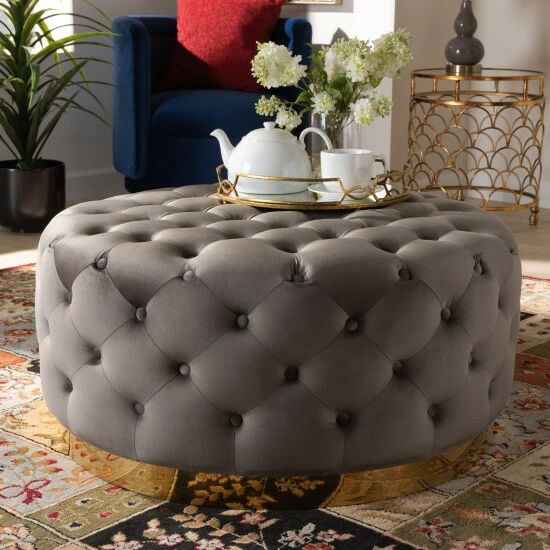 Top 10 đ Silver Orchid Glam And Luxe Upholstered Round Cocktail Ottoman Blue đ¤Š