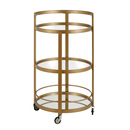Deals ⭐ Silver Orchid Carmen Mirrored Bar Cart Brass ⌛ - Image 8
