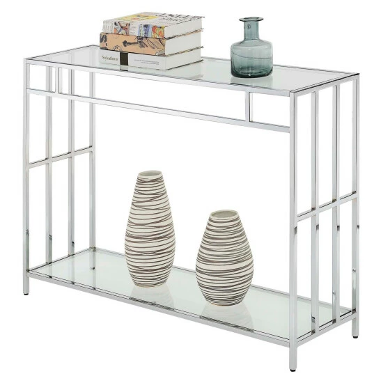 Brand new ๐ Silver Orchid Accord Glass Console Table ๐ - Image 3