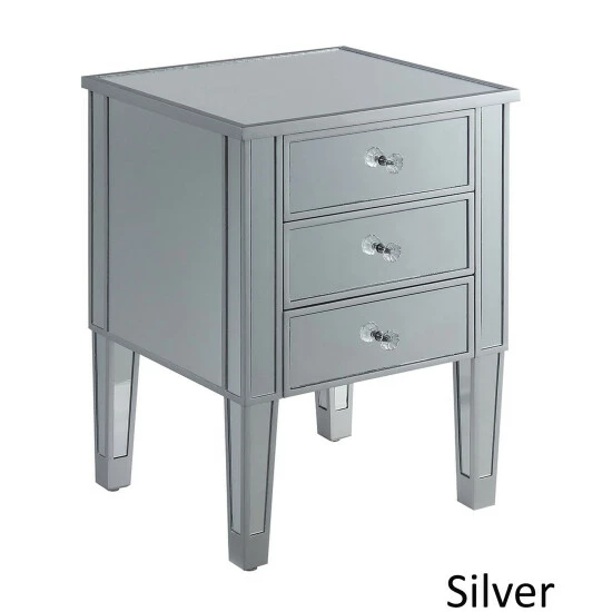 Budget ๐ Silver Orchid Beatriz Silver 3 Drawer Mirrored End Table Mirror / Antique Silver ๐ 3 Budget ๐ Silver Orchid Beatriz Silver 3 Drawer Mirrored End Table Mirror / Antique Silver ๐
