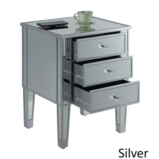 Budget ๐ Silver Orchid Beatriz Silver 3 Drawer Mirrored End Table Mirror / Antique Silver ๐ 4 Budget ๐ Silver Orchid Beatriz Silver 3 Drawer Mirrored End Table Mirror / Antique Silver ๐ - Image 2