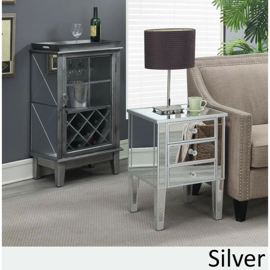 Budget ๐ Silver Orchid Beatriz Silver 3 Drawer Mirrored End Table Mirror / Antique Silver ๐ 5 Budget ๐ Silver Orchid Beatriz Silver 3 Drawer Mirrored End Table Mirror / Antique Silver ๐ - Image 3