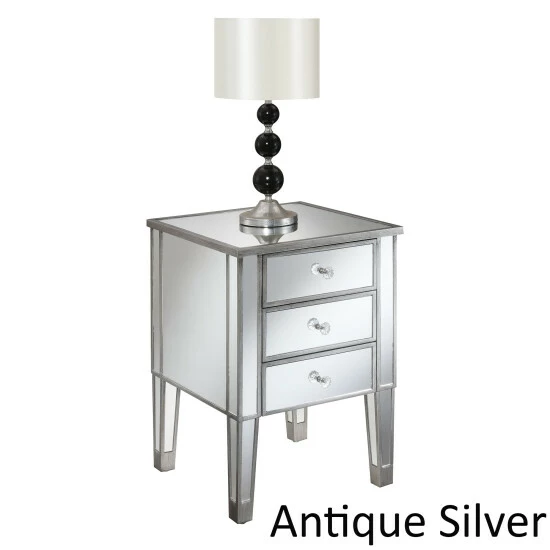 Budget ๐ Silver Orchid Beatriz Silver 3 Drawer Mirrored End Table Mirror / Antique Silver ๐ 7 Budget ๐ Silver Orchid Beatriz Silver 3 Drawer Mirrored End Table Mirror / Antique Silver ๐ - Image 5