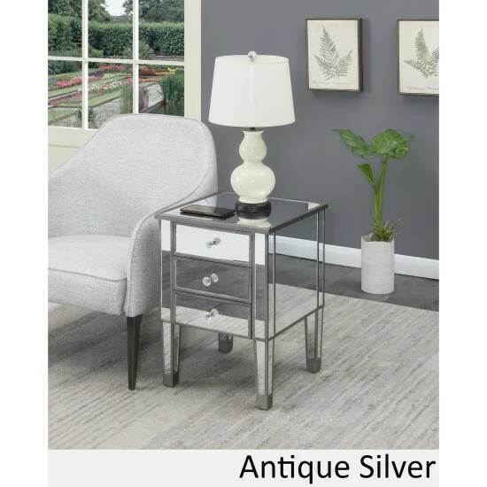 Budget ๐ Silver Orchid Beatriz Silver 3 Drawer Mirrored End Table Mirror / Antique Silver ๐ 8 Budget ๐ Silver Orchid Beatriz Silver 3 Drawer Mirrored End Table Mirror / Antique Silver ๐ - Image 6