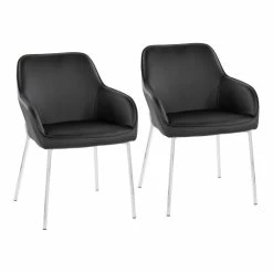 Deals ✔️ Silver Orchid Galotti Chrome Upholstered Dining Chair (Set Of 2) Espresso Faux Leather ⌛