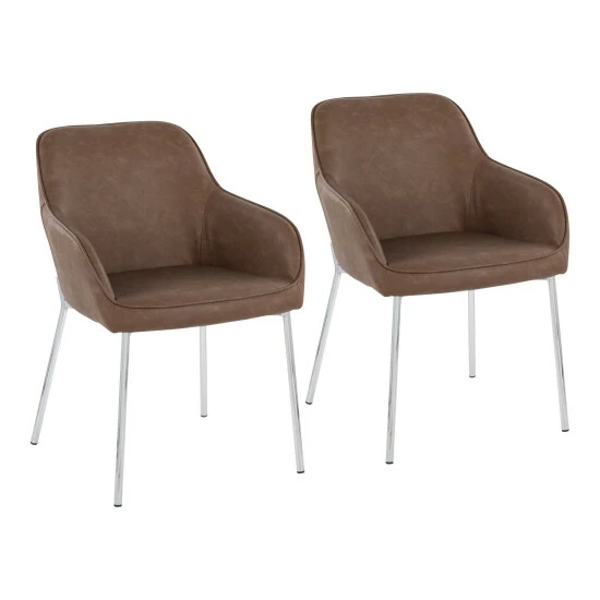 Deals ✔️ Silver Orchid Galotti Chrome Upholstered Dining Chair (Set Of 2) Espresso Faux Leather ⌛ - Image 3