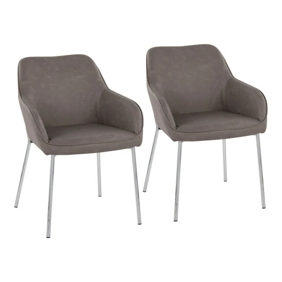 Deals ✔️ Silver Orchid Galotti Chrome Upholstered Dining Chair (Set Of 2) Espresso Faux Leather ⌛ - Image 4