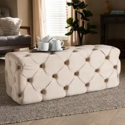 Cheap 🥰 Silver Orchid Serjeantson Glam And Luxe Button Tufted Bench Ottoman 🛒