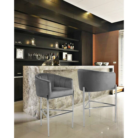 Buy đ Silver Orchid Unkel Velvet Upholstered Chrome Base Bar/Counter Stool - N/A đ„°