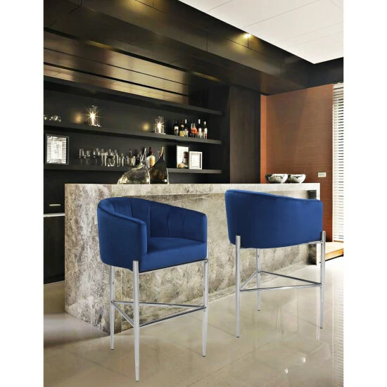 Buy đ Silver Orchid Unkel Velvet Upholstered Chrome Base Bar/Counter Stool - N/A đ„° - Image 2