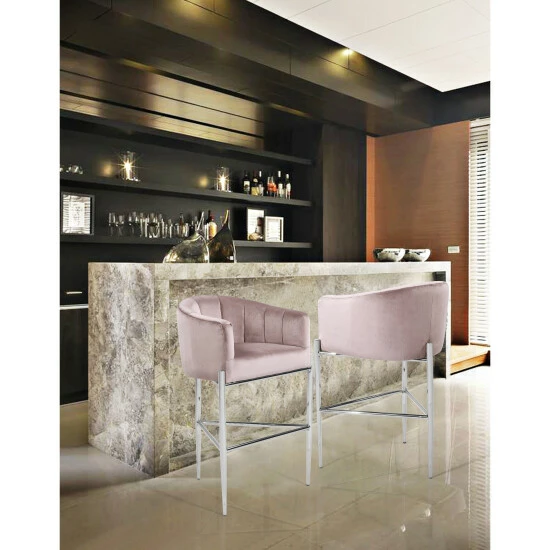 Buy đ Silver Orchid Unkel Velvet Upholstered Chrome Base Bar/Counter Stool - N/A đ„° - Image 3
