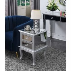 Wholesale 🎁 Silver Orchid Vicky Mirrored End Table Silver Frame/mirror ⭐