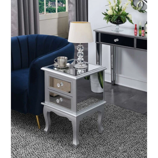 Wholesale ๐ Silver Orchid Vicky Mirrored End Table Silver Frame/mirror โญ 3 Wholesale ๐ Silver Orchid Vicky Mirrored End Table Silver Frame/mirror โญ