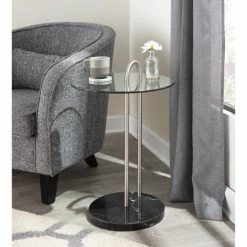Flash Sale 🎉 Silver Orchid Battista Side Table Gold Metal & White Marble 😉