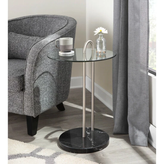Flash Sale ๐ Silver Orchid Battista Side Table Gold Metal & White Marble ๐