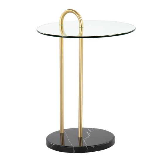 Flash Sale ๐ Silver Orchid Battista Side Table Gold Metal & White Marble ๐ - Image 2