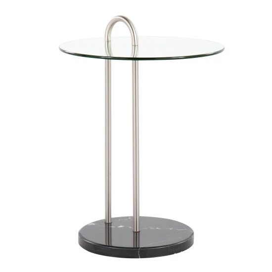 Flash Sale ๐ Silver Orchid Battista Side Table Gold Metal & White Marble ๐ - Image 3