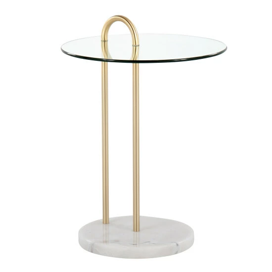 Flash Sale ๐ Silver Orchid Battista Side Table Gold Metal & White Marble ๐ - Image 4