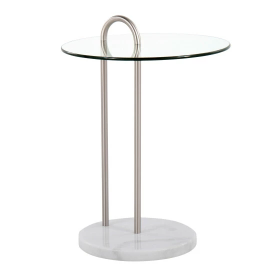 Flash Sale ๐ Silver Orchid Battista Side Table Gold Metal & White Marble ๐ - Image 5