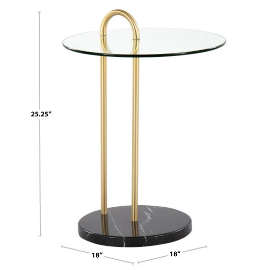 Flash Sale ๐ Silver Orchid Battista Side Table Gold Metal & White Marble ๐ - Image 6