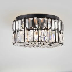 Promo 🧨 Silver Orchid Coogan Matte Black 4-Light Crystal And Metal Drum Shade Flush Mount - Matte Black 👍