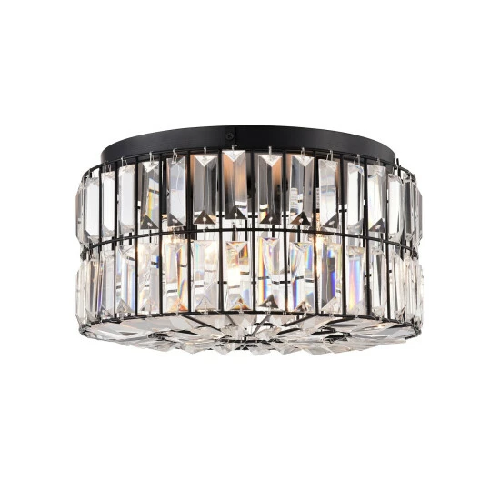 Promo ๐งจ Silver Orchid Coogan Matte Black 4-Light Crystal And Metal Drum Shade Flush Mount - Matte Black ๐ - Image 3