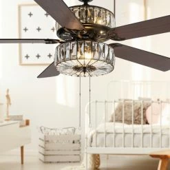 Cheap 🥰 Silver Orchid Crystalline Caged Crystal Ceiling Fan - 52"L X 52"W X 18"H - 52"L X 52"W X 18"H 🛒
