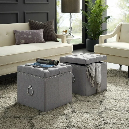 Flash Sale đ Silver Orchid Gish Glam Storage Ottoman For Living Room Hunter Green/chrome đ - Image 6