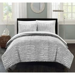 Hot Sale ❤️ Silver Orchid Monroe Grey Faux Fur Queen 3-piece Comforter Set 🧨