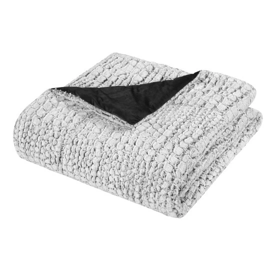 Hot Sale ❤️ Silver Orchid Monroe Grey Faux Fur Queen 3-piece Comforter Set 🧨 - Image 4