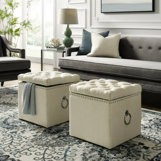 Flash Sale đ Silver Orchid Gish Glam Storage Ottoman For Living Room Hunter Green/chrome đ - Image 7