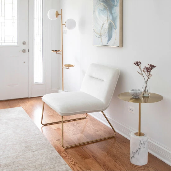 Deals ๐ฏ Silver Orchid Kerby Accent Chair In Velvet & Gold Black โญ - Image 4