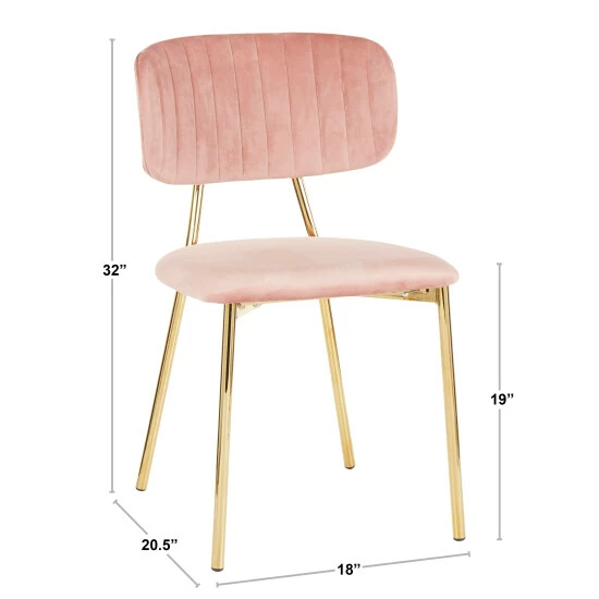 Best deal đ Silver Orchid Fein Gold Glam Velvet Chair (Set Of 2) - N/A Pink â¤ď¸ - Image 7