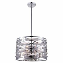 New 🛒 Silver Orchid Abbott 4-light Drum Chandelier With Chrome Finish 🤩