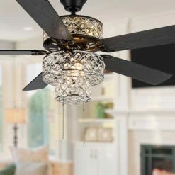 Brand new ⌛ Silver Orchid Guinn Triple-Tiered Crystal Ceiling Fan - 52"L X 52"W X 18 - 52"L X 52"W X 18 ✔️