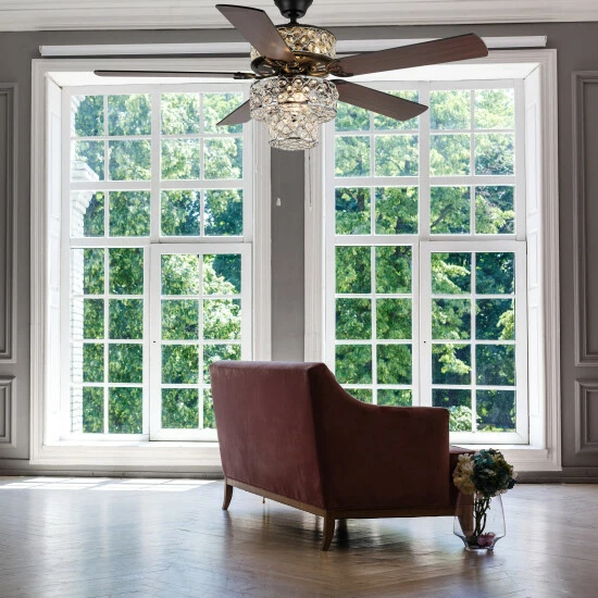 Brand new ⌛ Silver Orchid Guinn Triple-Tiered Crystal Ceiling Fan - 52"L X 52"W X 18 - 52"L X 52"W X 18 ✔️ - Image 2