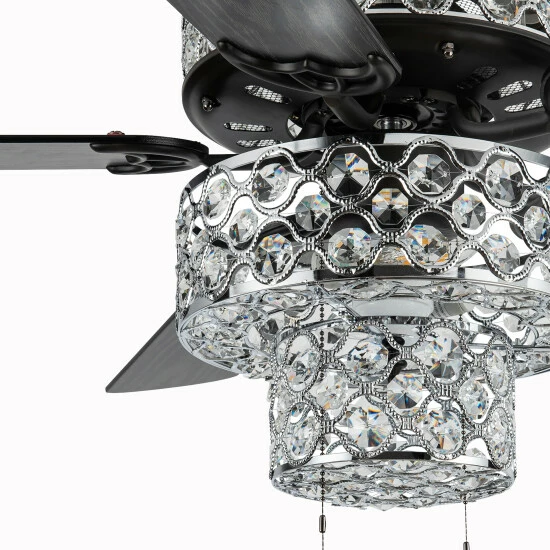 Brand new ⌛ Silver Orchid Guinn Triple-Tiered Crystal Ceiling Fan - 52"L X 52"W X 18 - 52"L X 52"W X 18 ✔️ - Image 5