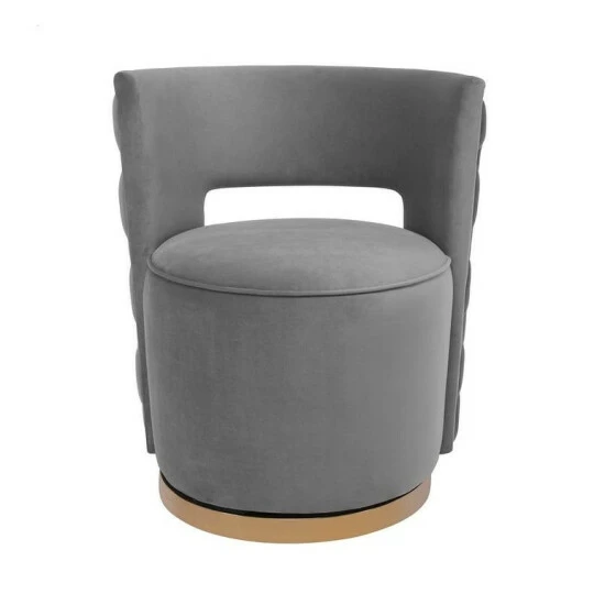 Cheapest 🔥 Silver Orchid Manucharyan Grey Velvet Swivel Chair ✨ - Image 3