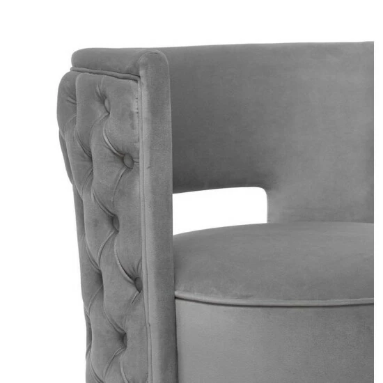Cheapest 🔥 Silver Orchid Manucharyan Grey Velvet Swivel Chair ✨ - Image 5