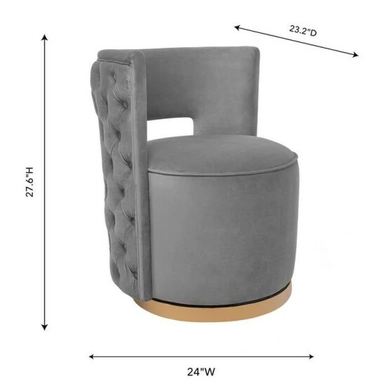 Cheapest 🔥 Silver Orchid Manucharyan Grey Velvet Swivel Chair ✨ - Image 7