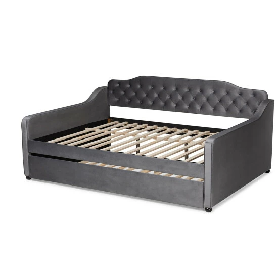 Budget â Silver Orchid Titus Contemporary Tufted Velvet Daybed With Trundle Blue đ - Image 6