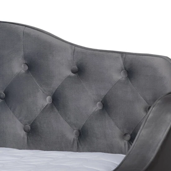 Budget â Silver Orchid Titus Contemporary Tufted Velvet Daybed With Trundle Blue đ - Image 8
