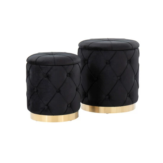 Best deal 𼰠Silver Orchid Ockelbo Nesting Ottoman Set Black Velvet đ