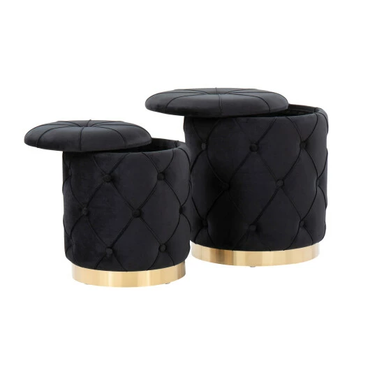 Best deal 𼰠Silver Orchid Ockelbo Nesting Ottoman Set Black Velvet đ - Image 6