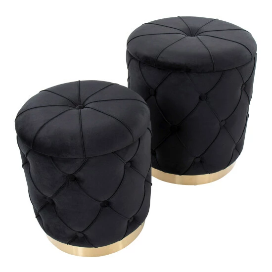 Best deal 𼰠Silver Orchid Ockelbo Nesting Ottoman Set Black Velvet đ - Image 7
