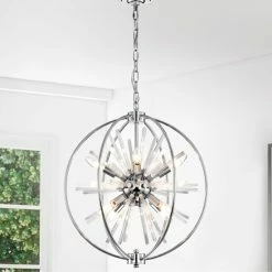 Promo 🛒 Silver Orchid Naldi Modern Industrial Globe Chandelier 8 Light 👏