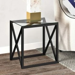 Cheap 🥰 Silver Orchid Stifter X-base Metal/ Glass Side Table ✔️