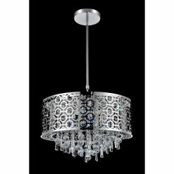 Cheapest 🎉 Silver Orchid Bookasta 5-light Chrome Drum Chandelier 😍