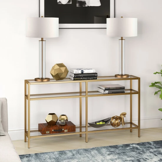 Best Sale ๐ Silver Orchid Galeen Console Table Light Satin Nickel ๐